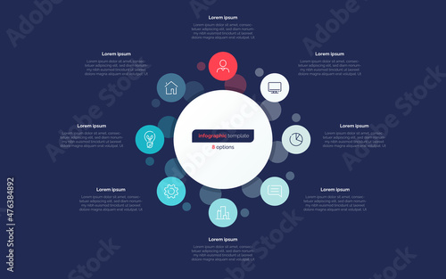 Eight option circle infographic design template. Vector illustration