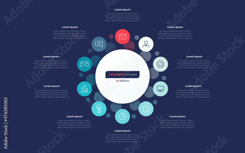 Ten option circle infographic design template. Vector illustration