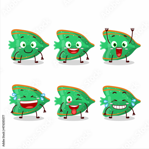 Fototapeta Naklejka Na Ścianę i Meble -  Cartoon character of fish green gummy candy with smile expression