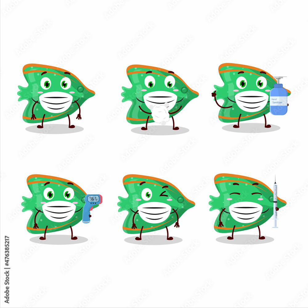 A picture of fish green gummy candy cartoon design style keep staying healthy during a pandemic A picture of fish green gummy candy cartoon design style keep staying healthy during a pandemic