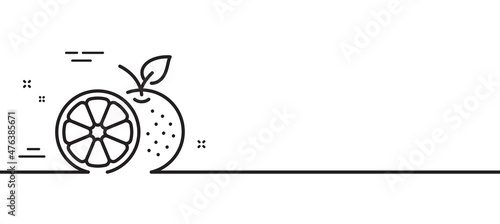 Orange line icon. Fruit food sign. Diet nutrition symbol. Minimal line illustration background. Orange line icon pattern banner. White web template concept. Vector
