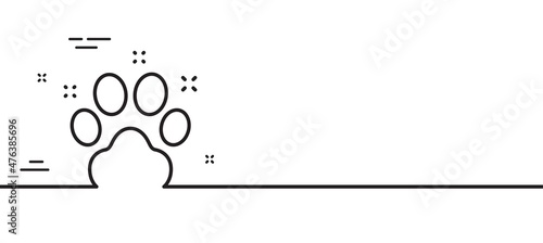 Pet friendly line icon. Dog paw sign. Hotel service symbol. Minimal line illustration background. Pet friendly line icon pattern banner. White web template concept. Vector
