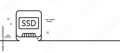 Ssd line icon. Computer memory component sign. Data storage symbol. Minimal line illustration background. Ssd line icon pattern banner. White web template concept. Vector