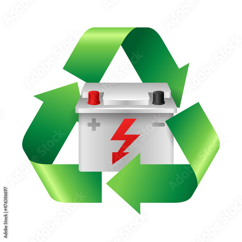 Lead-acid car battery recycling 3D icon