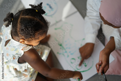 Canvas Print Mother and daughter drawing