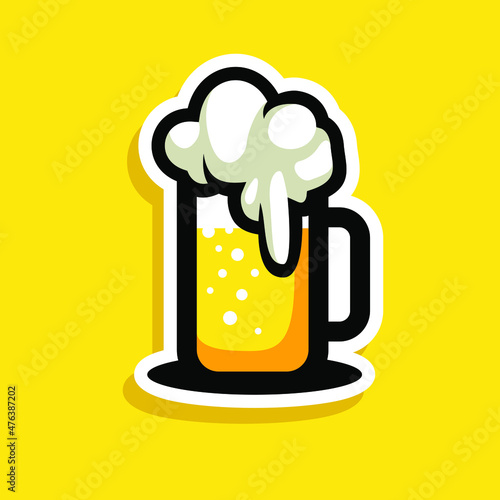 Glass of beer vector illustration,  drink alcohol symbol, bar sign - Vector