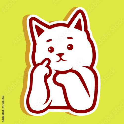 Cute White Cat Kitten Being Upset - Vector	
