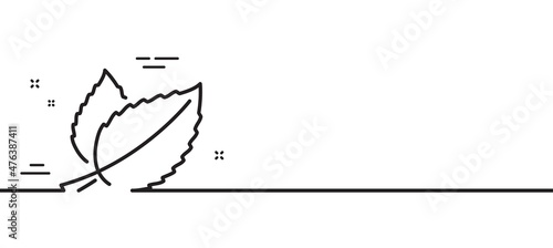 Mint leaves line icon. Herbal leaf sign. Tea with Mentha symbol. Minimal line illustration background. Mint leaves line icon pattern banner. White web template concept. Vector