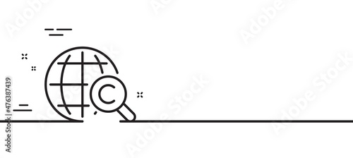 International Ð¡opyright line icon. Copywriting sign. World symbol. Minimal line illustration background. International Ð¡opyright line icon pattern banner. White web template concept. Vector