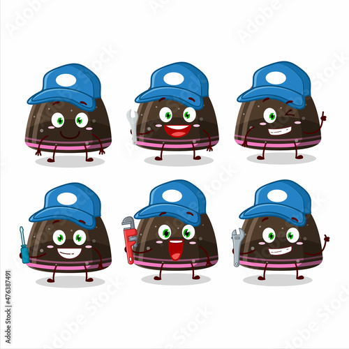 mechanic chocolate jelly gummy candy cute mascot character with pliers