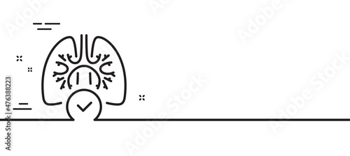 Lungs line icon. Pneumonia disease sign. Respiratory distress symbol. Minimal line illustration background. Lungs line icon pattern banner. White web template concept. Vector