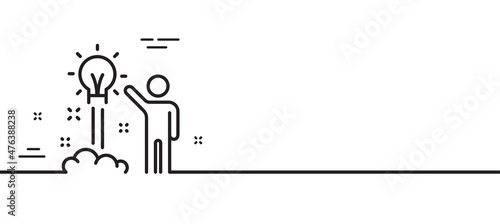 Creative idea line icon. Human launch startup sign. Inspiration symbol. Minimal line illustration background. Creative idea line icon pattern banner. White web template concept. Vector