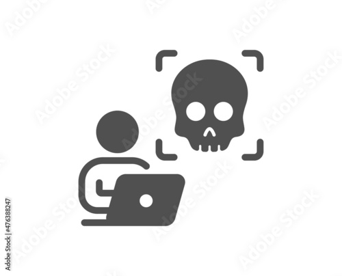 Cyber attack icon. Ransomware threat sign. Computer phishing virus symbol. Classic flat style. Quality design element. Simple cyber attack icon. Vector