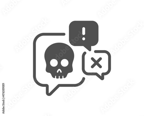 Cyber attack icon. Ransomware threat sign. Hacker skull chat symbol. Classic flat style. Quality design element. Simple cyber attack icon. Vector