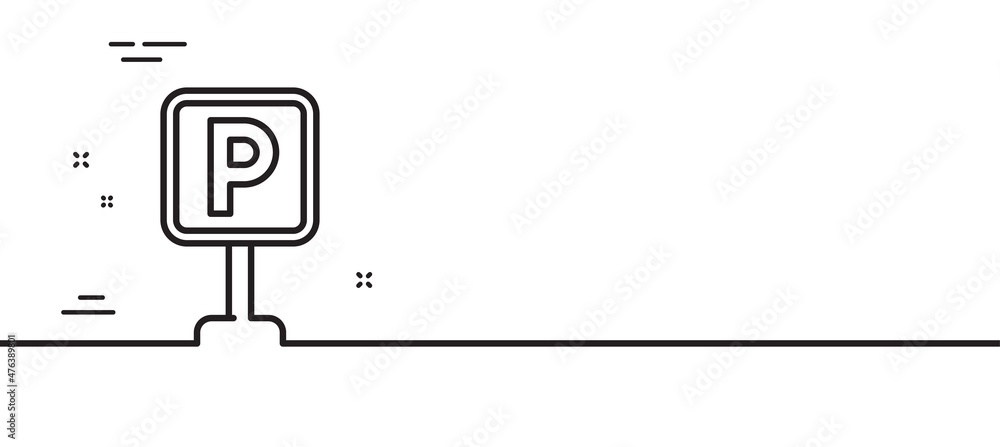 Parking line icon. Car park sign. Transport place symbol. Minimal line illustration background. Parking line icon pattern banner. White web template concept. Vector Parking line icon. Car park sign. Transport place symbol. Minimal line illustration background. Parking line icon pattern banner. White web template concept. Vector