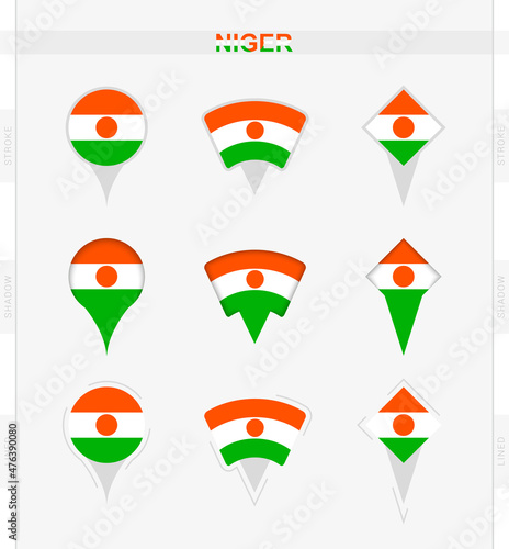 Free Download Niger flag, set of location pin icons of Niger flag. - GFXLoad