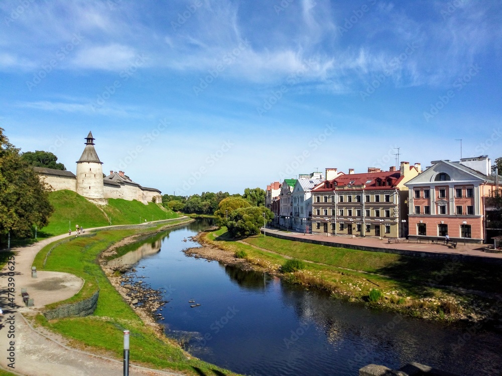 view of the Pskov Kremlin and the Velikaya Rive