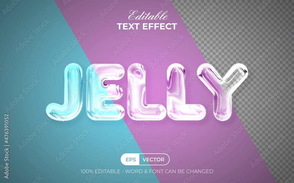 Jelly text effect trasnparent style theme. Editable text effect.