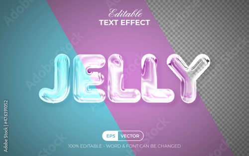 Jelly text effect trasnparent style theme. Editable text effect. photo