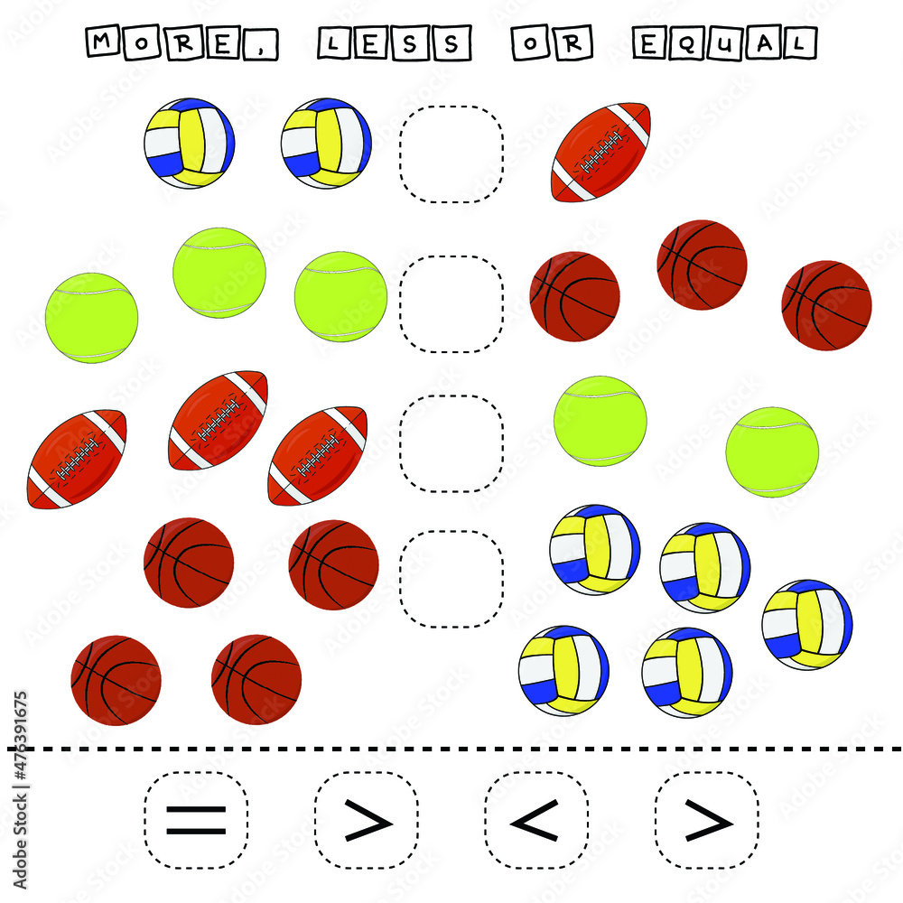 Developing activities for children, compare which more volleyball