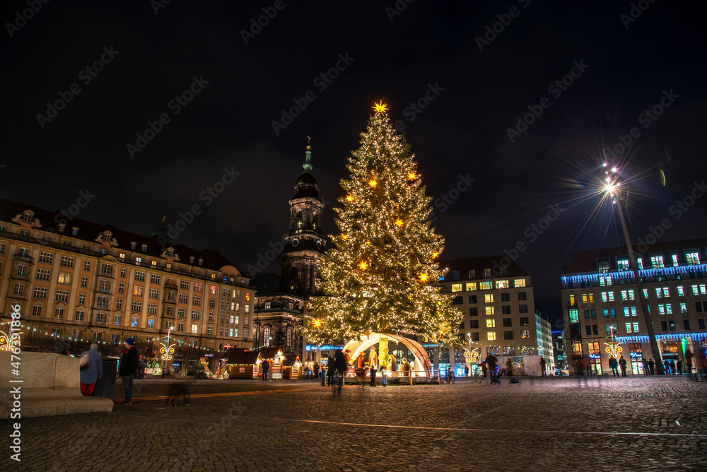 The old market in Dresden, This most famous Christmas market will be held here every Christmas, but this year it was cancelled due to the COVID-19 epidemic.