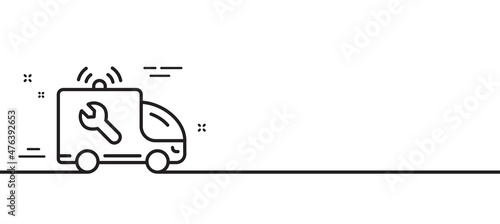 Spanner tool line icon. Car repair service sign. Fix instruments symbol. Minimal line illustration background. Car service line icon pattern banner. White web template concept. Vector