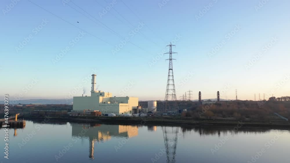 Power station producing energy on the banks of the River Foyle near Derry, Northern Ireland Power station producing energy on the banks of the River Foyle near Derry, Northern Ireland
