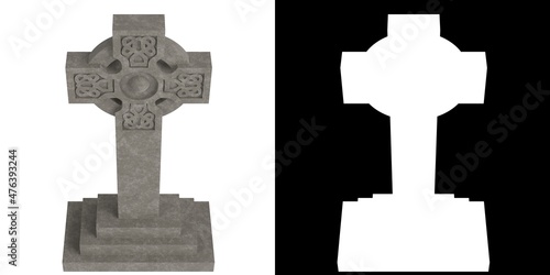 3D rendering illustration of a celtic tombstone