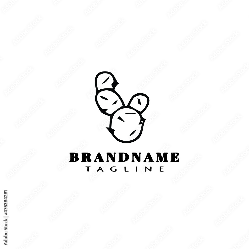 cute cactus logo cartoon design template icon black isolated vector illustration cute cactus logo cartoon design template icon black isolated vector illustration