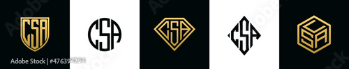 Initial letters CSA logo designs Bundle photo