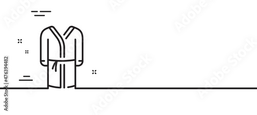 Bathrobe line icon. Housecoat robe sign. Fabric dressing gown symbol. Minimal line illustration background. Bathrobe line icon pattern banner. White web template concept. Vector