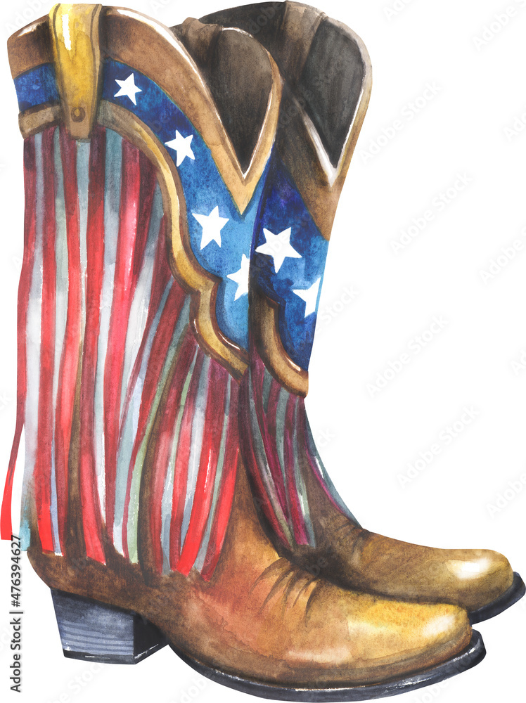 American flag cowboy boots Illustration Stock | Adobe Stock