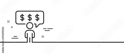 Employee benefits line icon. Business salary sign. People savings symbol. Minimal line illustration background. Employee benefits line icon pattern banner. White web template concept. Vector