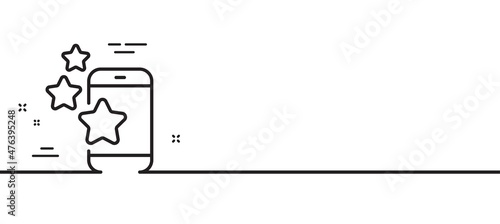 Best app line icon. Phone ratings sign. Ranking symbol. Minimal line illustration background. Best app line icon pattern banner. White web template concept. Vector