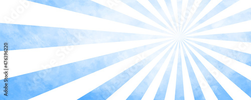 Vector watercolor art background with blue and white rays of the sun for design. Sunburst. Brushstrokes and splashes. Watercolour grunge backdrop. Hand painted texture for flyer, poster, banner.