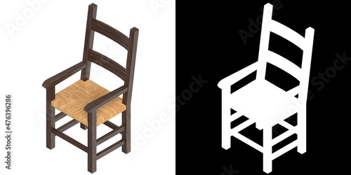 3D rendering illustration of a chair