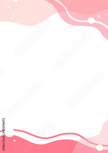 背景素材　フレーム　手描きの波　ピンク © 黛仲 栞帆