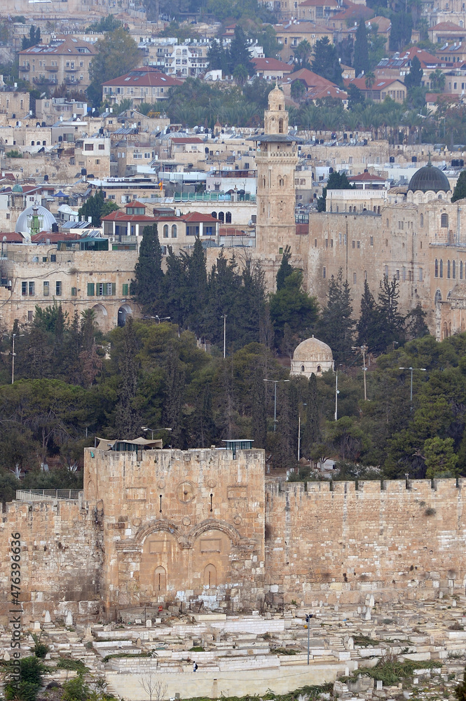 The Gate of Mercy Built by the Umayyads, Also known as the Golden Gate Muslim Cemetery, Located on the Eastern Side of the Jerusalem Walls - Baburrahme Cemetery