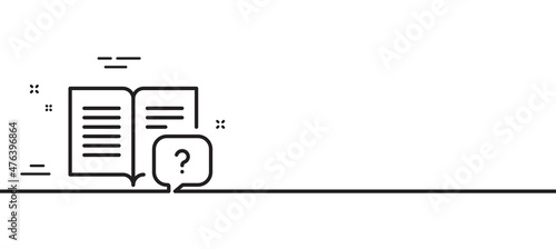 Instruction manual line icon. Help book sign. Question faq symbol. Minimal line illustration background. Instruction manual line icon pattern banner. White web template concept. Vector