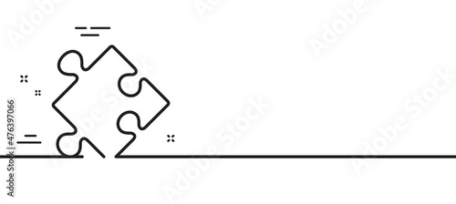 Strategy line icon. Puzzle symbol. Logical knowledge sign. Minimal line illustration background. Strategy line icon pattern banner. White web template concept. Vector