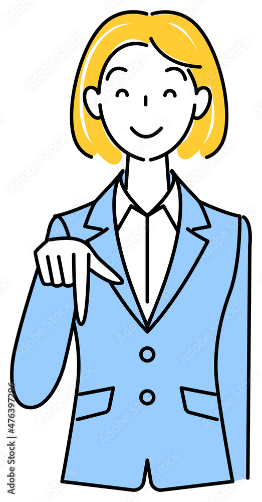 笑顔で下の方向を指で指しているスーツ姿の可愛いい女性 ビジネスパーソン イラスト ベクター
A pretty woman in a suit, smiling and pointing downward with her finger. Business person illustration vector 笑顔で下の方向を指で指しているスーツ姿の可愛いい女性 ビジネスパーソン イラスト ベクター
A pretty woman in a suit, smiling and pointing downward with her finger. Business person illustration vector