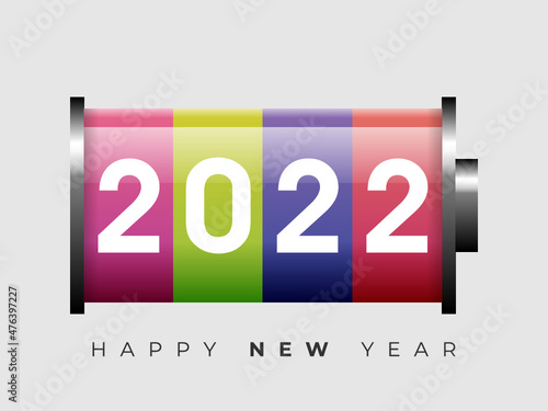 2022 on Battery illustration for new year celebration