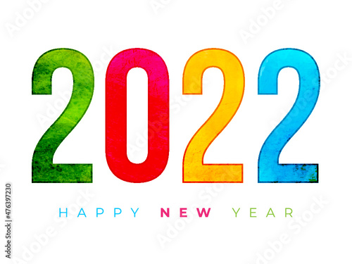 Colorful 2022 with metal effect new year celebration