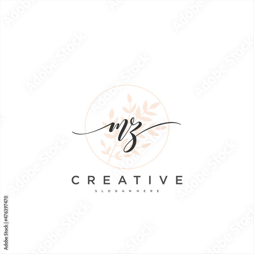 MZ Initial handwriting minimalist geometric logo template vector art, Logo for business beauty, fashion, and other photo