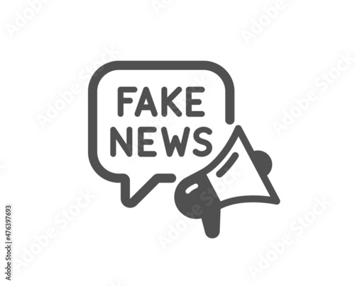 Fake news icon. Propaganda conspiracy chat sign. Wrong truth megaphone symbol. Classic flat style. Quality design element. Simple fake news icon. Vector