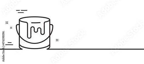 Paint bucket line icon. Tin of acrylic paint sign. Painter can symbol. Minimal line illustration background. Paint line icon pattern banner. White web template concept. Vector