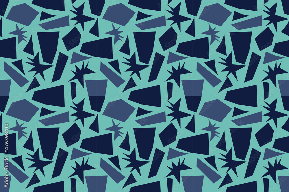 Matisse abstract shapes seamless pattern.Cutout shape of stars and rectangles into a pattern. Organic abstraction in blue color flat style. The style of Henri Matisse. Matisse abstract shapes seamless pattern.Cutout shape of stars and rectangles into a pattern. Organic abstraction in blue color flat style. The style of Henri Matisse.