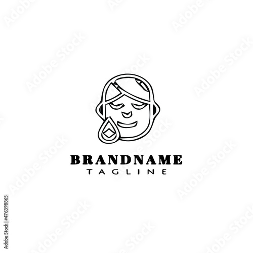 boy with problem skin logo cartoon icon design template black isolated vector illustration
