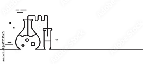 Chemistry lab line icon. Laboratory flask sign. Analysis symbol. Minimal line illustration background. Chemistry lab line icon pattern banner. White web template concept. Vector