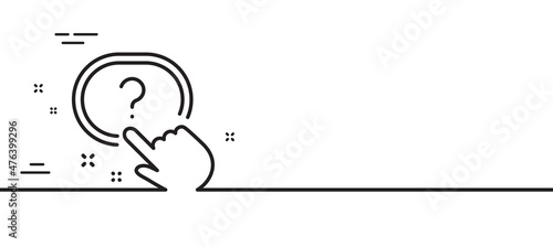 Question button line icon. Ask help sign. Faq questionnaire symbol. Minimal line illustration background. Question button line icon pattern banner. White web template concept. Vector